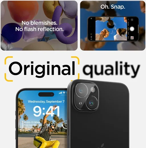 Spigen Optik iPhone 15 / 15 Plus Camera Lens Protector Clear (2-Pack) afbeelding 4
