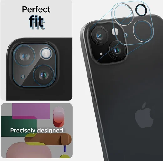 Spigen Optik iPhone 15 / 15 Plus Camera Lens Protector Clear (2-Pack) afbeelding 5