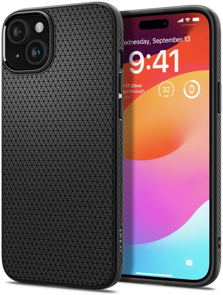 Spigen Liquid Air Apple iPhone 15 Hoesje Back Cover Matte Zwart afbeelding 1
