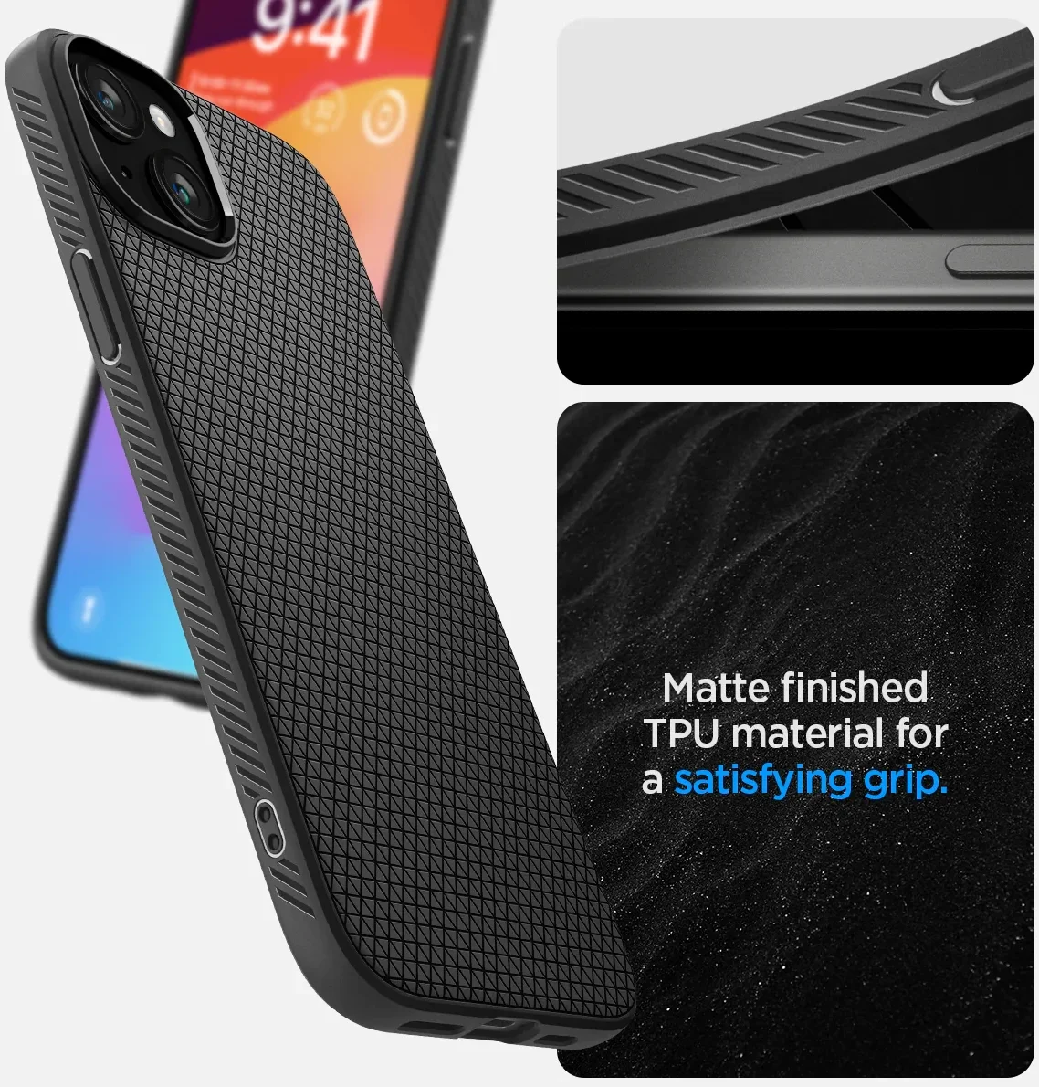 Spigen Liquid Air Apple iPhone 15 Hoesje Back Cover Matte Zwart afbeelding 4