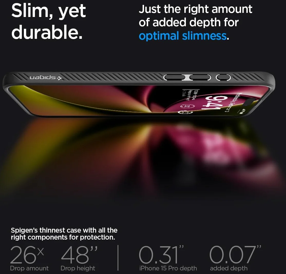 Spigen Liquid Air Apple iPhone 15 Pro Hoesje Back Cover Matte Zwart afbeelding 2