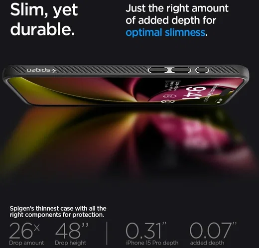 Spigen Liquid Air Apple iPhone 15 Pro Hoesje Back Cover Matte Zwart afbeelding 2