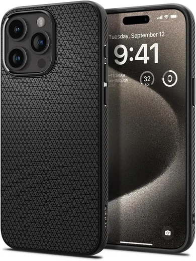 Spigen Liquid Air Apple iPhone 15 Pro Max Hoesje Back Cover Zwart afbeelding 1