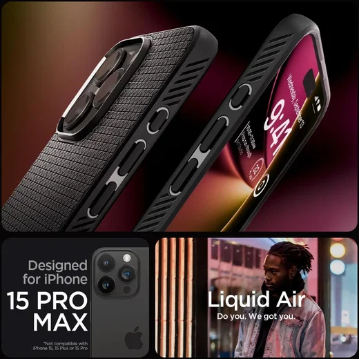 Spigen Liquid Air Apple iPhone 15 Pro Max Hoesje Back Cover Zwart afbeelding 8