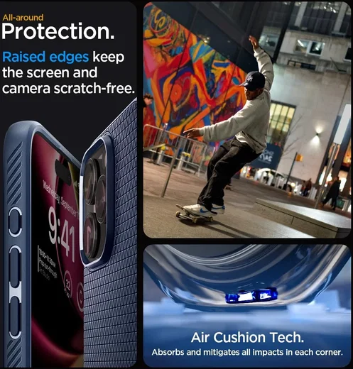 Spigen Liquid Air Apple iPhone 15 Pro Max Hoesje Back Cover Blauw afbeelding 5