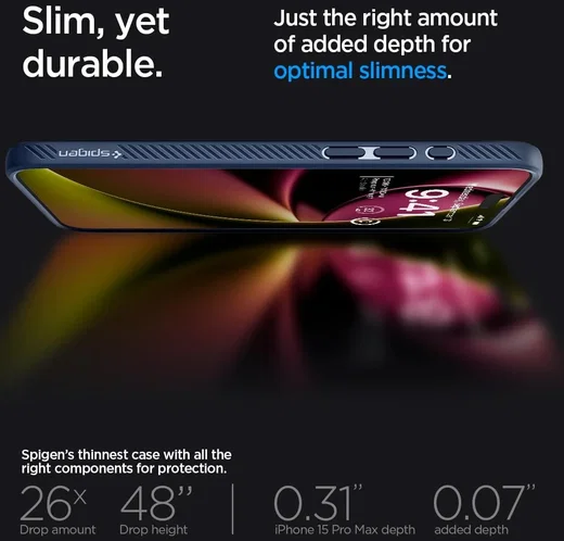 Spigen Liquid Air Apple iPhone 15 Pro Max Hoesje Back Cover Blauw afbeelding 6