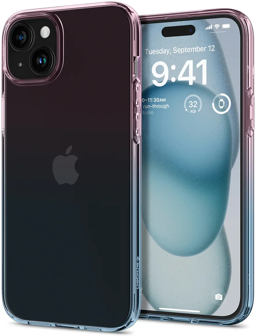 Spigen Liquid Crystal Apple iPhone 15 Hoesje Back Cover Blauw Roze afbeelding 1