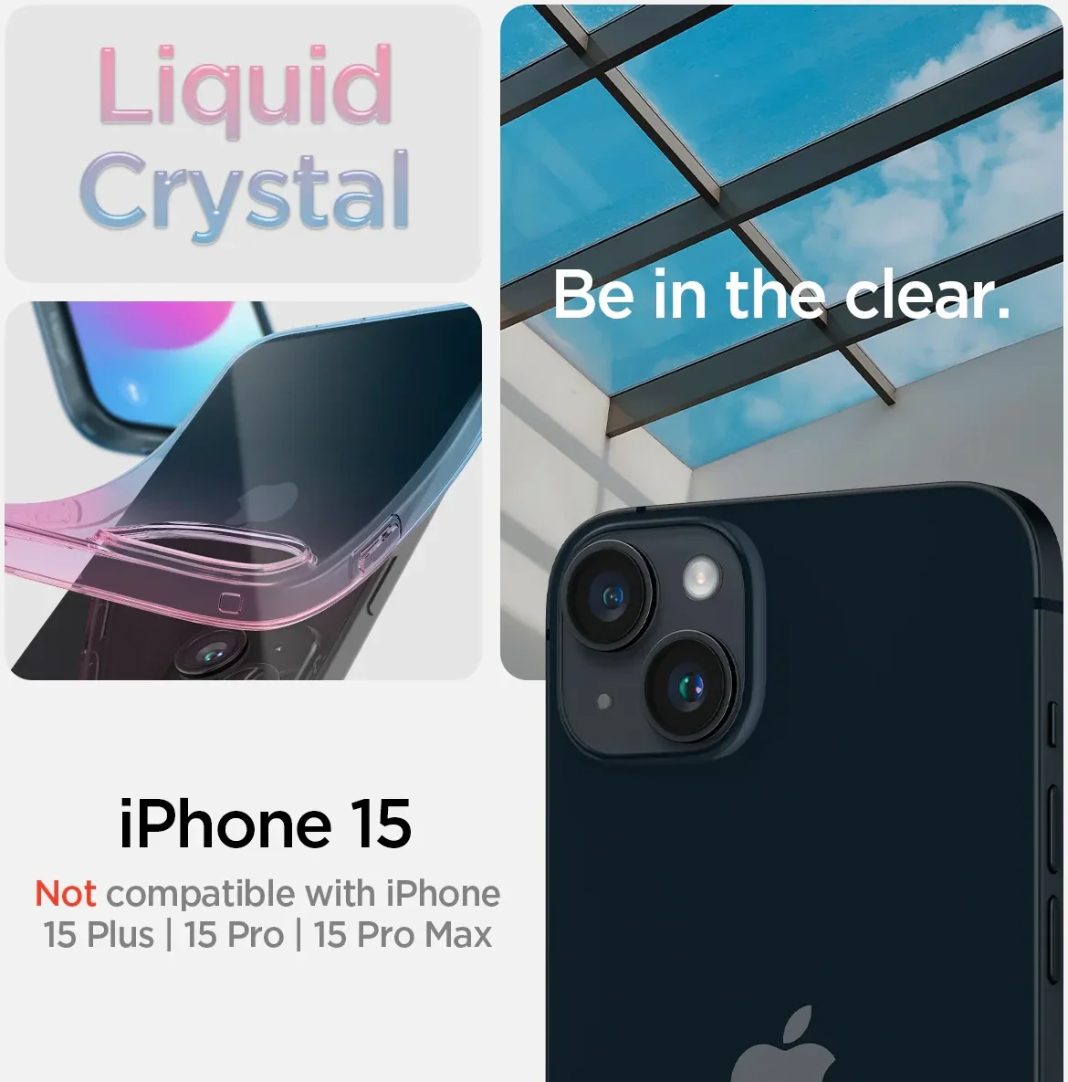 Spigen Liquid Crystal Apple iPhone 15 Hoesje Back Cover Blauw Roze afbeelding 11