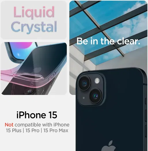 Spigen Liquid Crystal Apple iPhone 15 Hoesje Back Cover Blauw Roze afbeelding 11