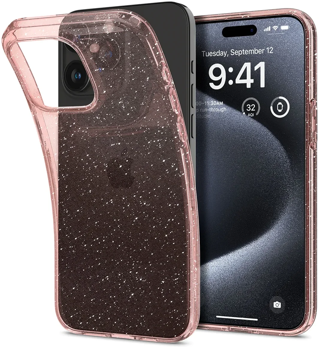 Spigen Liquid Crystal Apple iPhone 15 Pro Hoesje Glitter Roze Quartz afbeelding 1