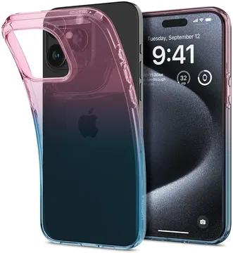 Spigen Liquid Crystal iPhone 15 Pro Hoesje Back Cover Blauw Roze