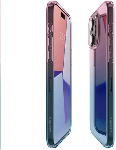 Spigen Liquid Crystal iPhone 15 Pro Hoesje Back Cover Blauw Roze afbeelding 5