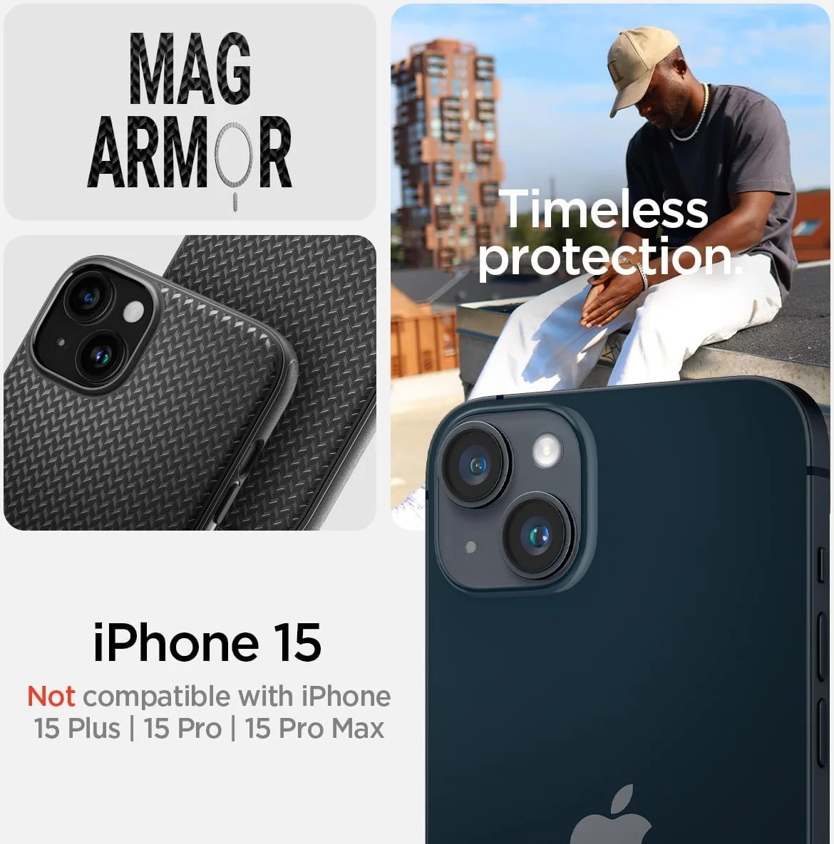 Spigen Mag Armor Apple iPhone 15 Hoesje MagSafe Back Cover Zwart afbeelding 2