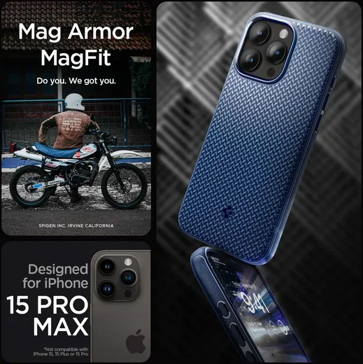 Spigen Mag Armor Apple iPhone 15 Pro Max Hoesje MagSafe Blauw afbeelding 10