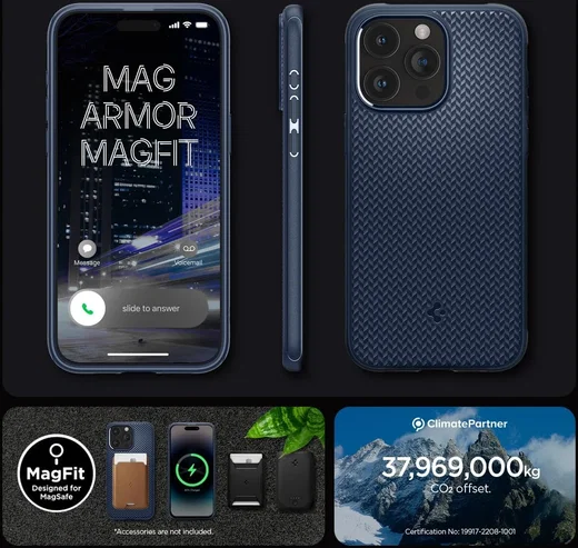 Spigen Mag Armor Apple iPhone 15 Pro Max Hoesje MagSafe Blauw afbeelding 15
