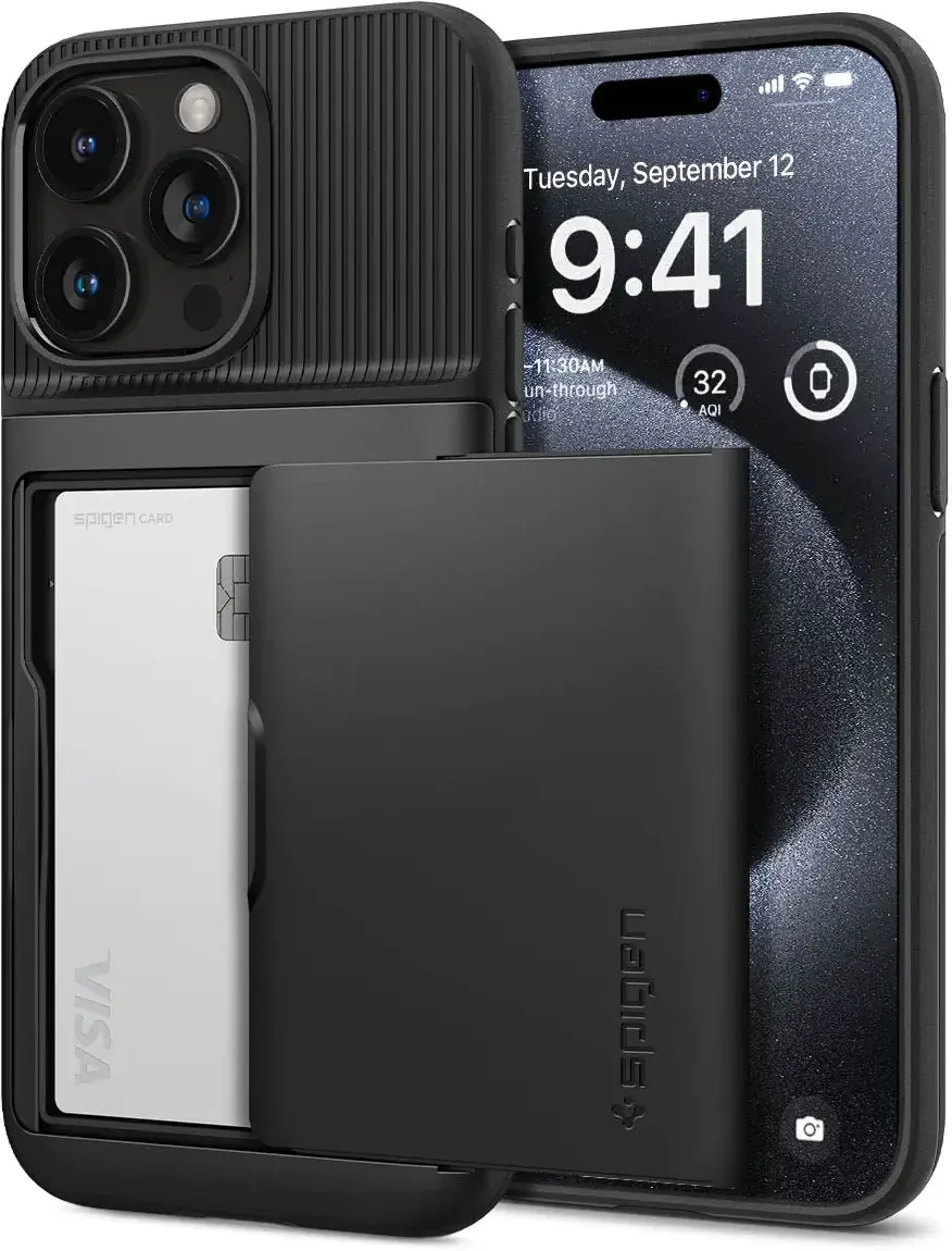 Spigen Slim Armor CS Apple iPhone 15 Pro Hoesje Back Cover Zwart afbeelding 1