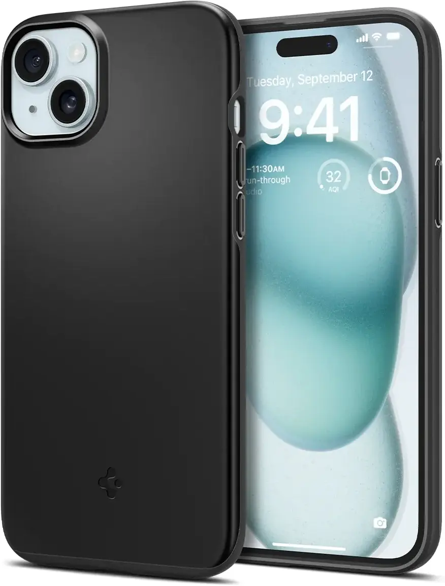 Spigen Thin Fit Apple iPhone 15 Hoesje Back Cover Zwart afbeelding 1
