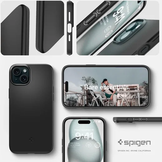 Spigen Thin Fit Apple iPhone 15 Hoesje Back Cover Zwart afbeelding 4