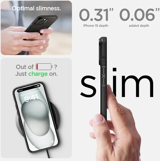 Spigen Thin Fit Apple iPhone 15 Hoesje Back Cover Zwart afbeelding 5
