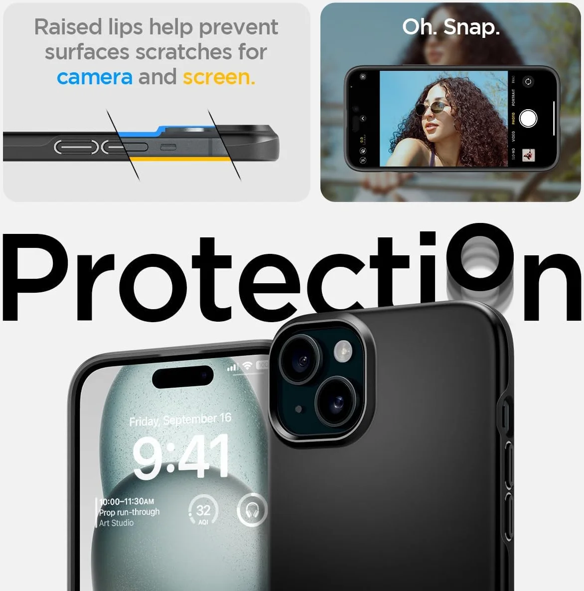 Spigen Thin Fit Apple iPhone 15 Hoesje Back Cover Zwart afbeelding 6