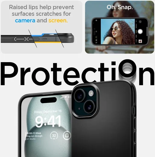 Spigen Thin Fit Apple iPhone 15 Hoesje Back Cover Zwart afbeelding 6