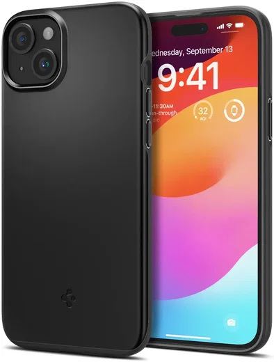 Spigen Thin Fit Apple iPhone 15 Plus Hoesje Back Cover Zwart afbeelding 1