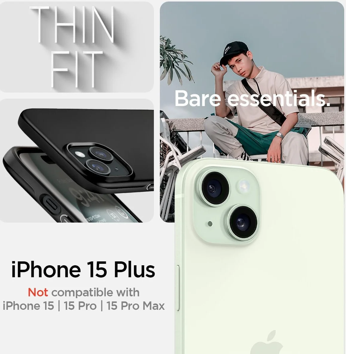 Spigen Thin Fit Apple iPhone 15 Plus Hoesje Back Cover Zwart afbeelding 8