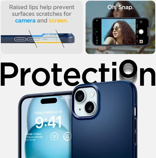Spigen Thin Fit Apple iPhone 15 Plus Hoesje Back Cover Blauw afbeelding 3