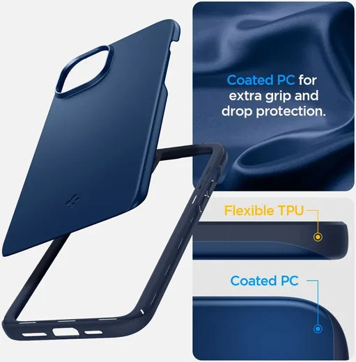 Spigen Thin Fit Apple iPhone 15 Plus Hoesje Back Cover Blauw afbeelding 4