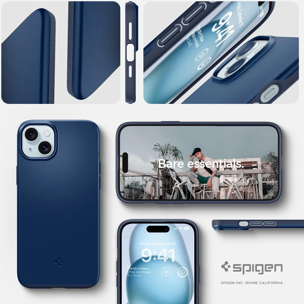 Spigen Thin Fit Apple iPhone 15 Plus Hoesje Back Cover Blauw afbeelding 5