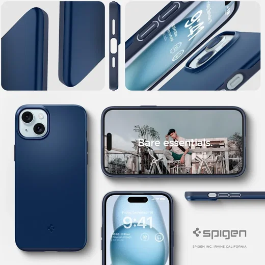 Spigen Thin Fit Apple iPhone 15 Plus Hoesje Back Cover Blauw afbeelding 5