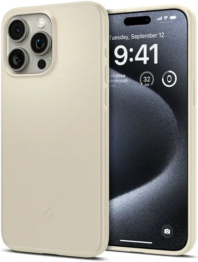 Spigen Thin Fit Apple iPhone 15 Pro Hoesje Back Cover Beige afbeelding 1