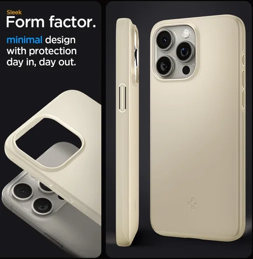 Spigen Thin Fit Apple iPhone 15 Pro Hoesje Back Cover Beige afbeelding 3