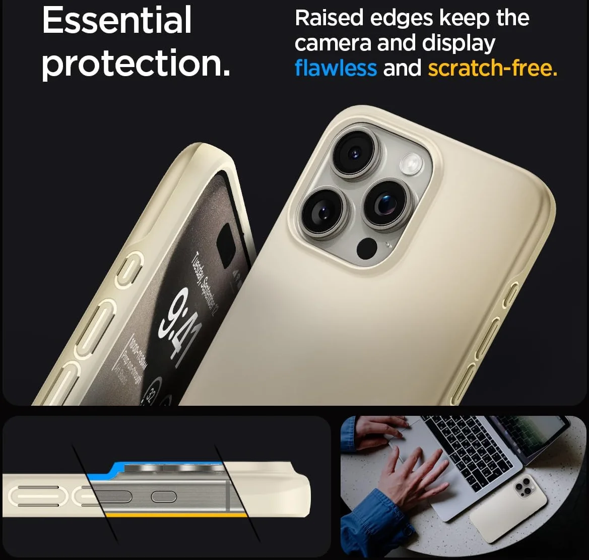 Spigen Thin Fit Apple iPhone 15 Pro Hoesje Back Cover Beige afbeelding 6