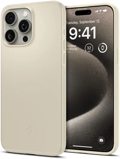 Spigen Thin Fit Apple iPhone 15 Pro Max Hoesje Back Cover Beige afbeelding 1