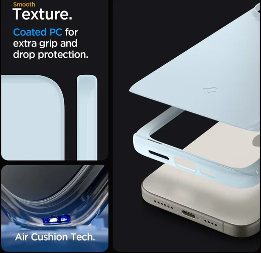 Spigen Thin Fit Apple iPhone 15 Pro Max Hoesje Back Cover Blauw afbeelding 4