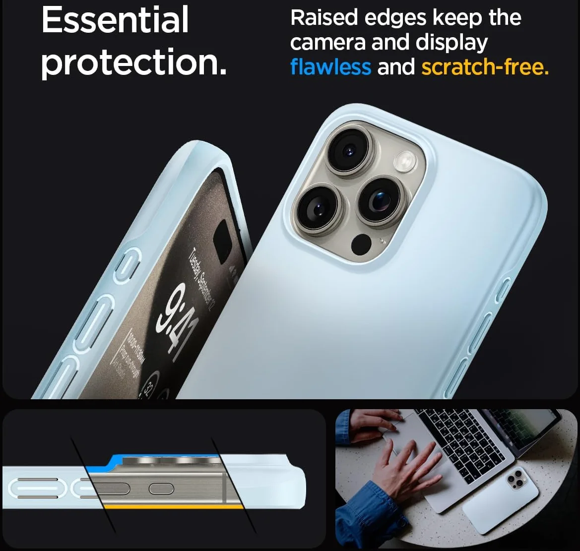 Spigen Thin Fit Apple iPhone 15 Pro Max Hoesje Back Cover Blauw afbeelding 6