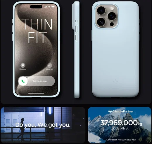 Spigen Thin Fit Apple iPhone 15 Pro Max Hoesje Back Cover Blauw afbeelding 7