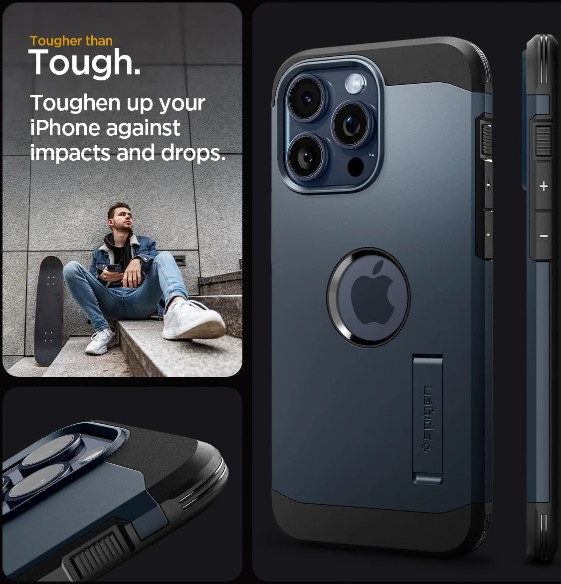 Spigen Tough Armor MagSafe Apple iPhone 15 Pro Hoesje Metal Slate afbeelding 3