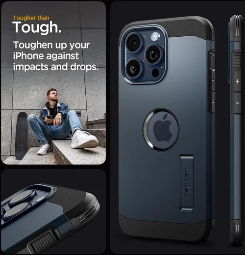 Spigen Tough Armor MagSafe Apple iPhone 15 Pro Hoesje Metal Slate afbeelding 3