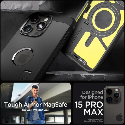 Spigen Tough Armor MagSafe Apple iPhone 15 Pro Max Hoesje Zwart afbeelding 2