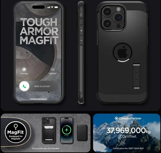 Spigen Tough Armor MagSafe Apple iPhone 15 Pro Max Hoesje Zwart afbeelding 8