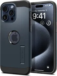 Spigen Tough Armor MagSafe Apple iPhone 15 Pro Max Hoesje Metal Slate afbeelding