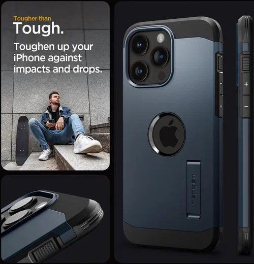 Spigen Tough Armor MagSafe Apple iPhone 15 Pro Max Hoesje Metal Slate afbeelding 3