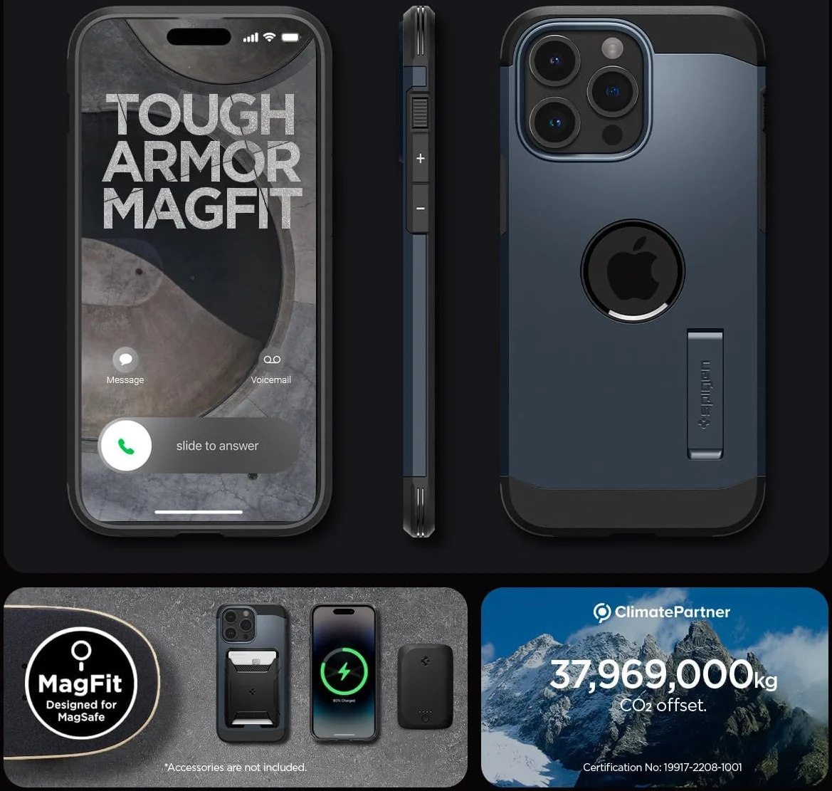 Spigen Tough Armor MagSafe Apple iPhone 15 Pro Max Hoesje Metal Slate afbeelding 8