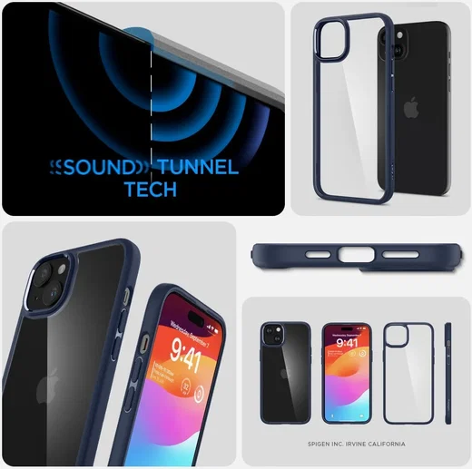 Spigen Ultra Hybrid Apple iPhone 15 Plus Hoesje Back Cover Blauw afbeelding 6