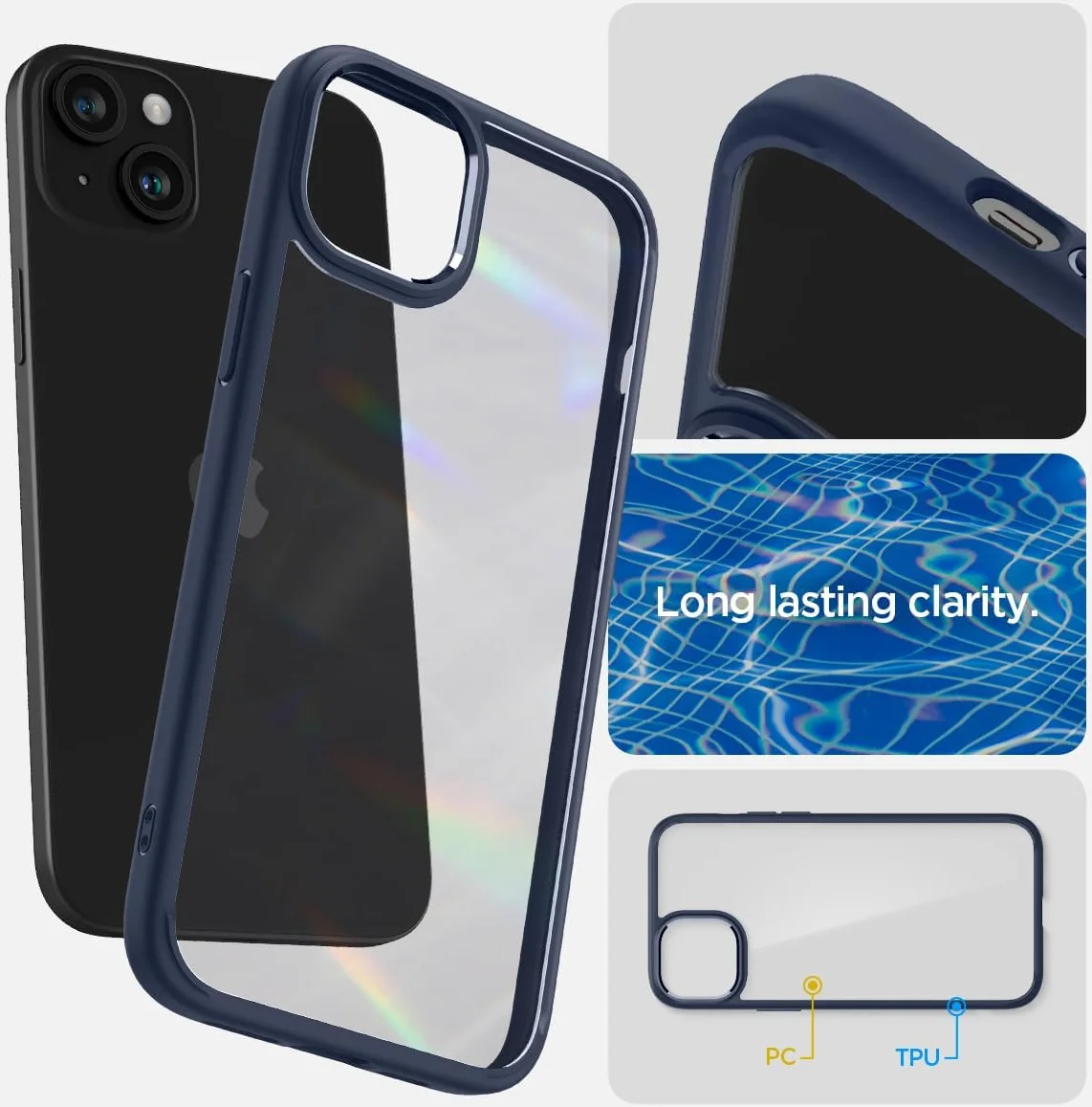 Spigen Ultra Hybrid Apple iPhone 15 Plus Hoesje Back Cover Blauw afbeelding 8