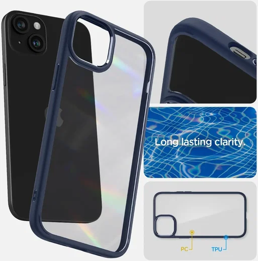 Spigen Ultra Hybrid Apple iPhone 15 Plus Hoesje Back Cover Blauw afbeelding 8