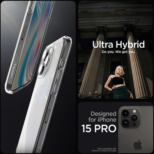 Spigen Ultra Hybrid Apple iPhone 15 Pro Hoesje Back Cover Frost Clear afbeelding 4