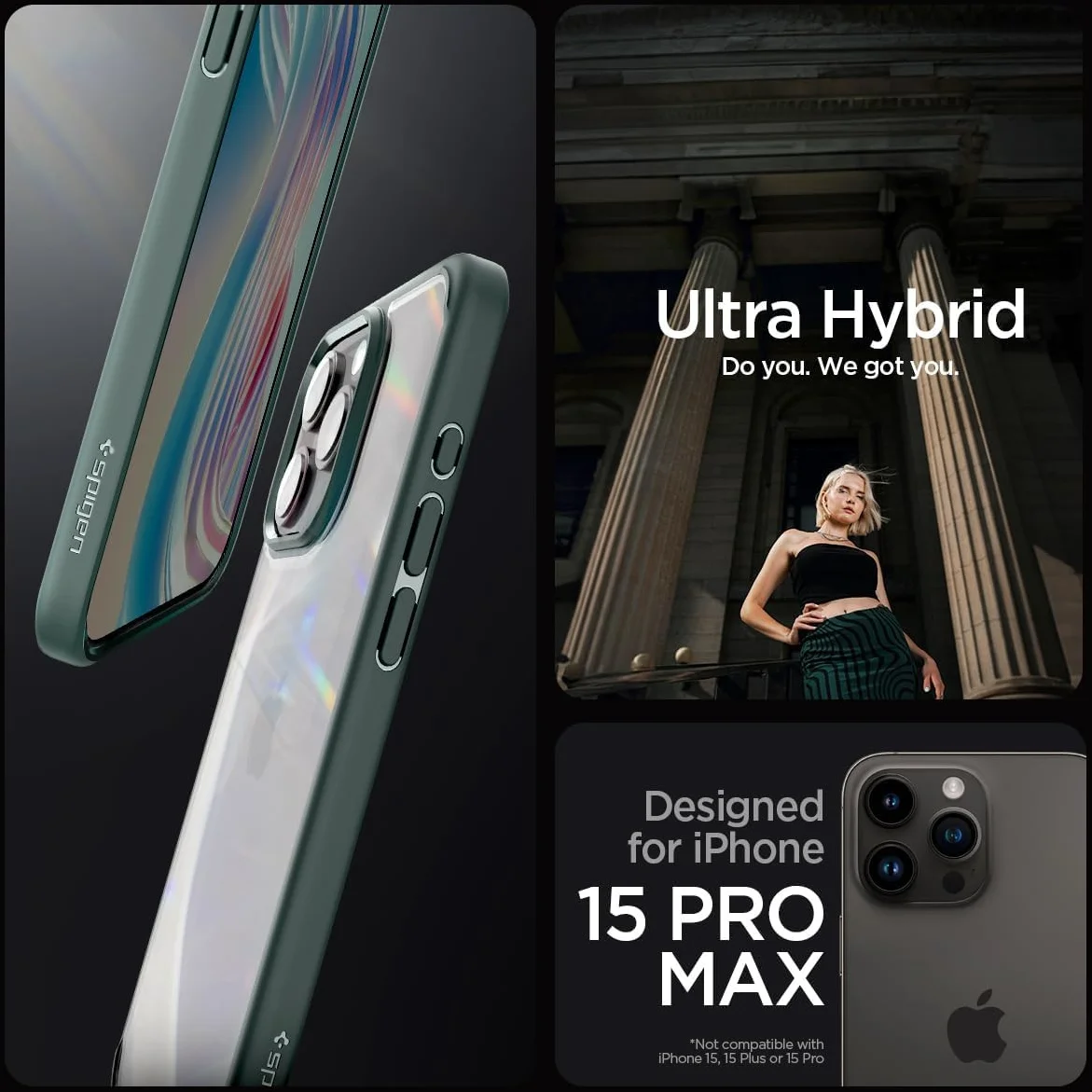 Spigen Ultra Hybrid Apple iPhone 15 Pro Max Hoesje Groen afbeelding 8